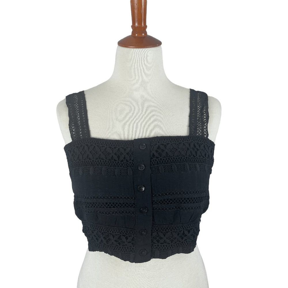 American Eagle Black Lace Crop Tank Top Size Medium